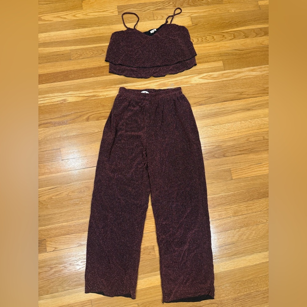 Vici Burgundy sparkle Two-Piece Set
